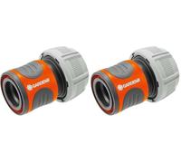 Gardena Conector para el inicio de la manguera, hermético, mango ranurado, montaje sencillo, Gris, Naranja, 19 mm (3/4") (Paquete de 2)