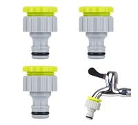 Gardena - Conector para grifo de jardín (3 unidades, 1/2 pulgadas, conector de grifo de 3/4 pulgadas, conexión de 3/4 pulgadas, manguera de agua, adaptador de acoplamiento, juego de conexión de