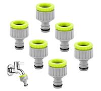 Gardena - Conectores de grifo de jardín, 6 unidades, conector de manguera de 1/2 pulgadas y 3/4 pulgadas, 2 en 1, conector de grifo de jardín para conector, juego de adaptadores