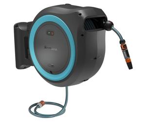 Gardena Conjunto Listo Para Usar Portamanguera de Pared con Batería PowerRoll XXL: Portamanguera automático con manguera de 40 m, guía y RollControll, conjunto completo con batería (18645-20)