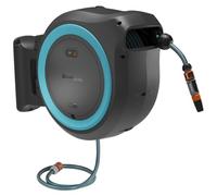 Gardena Conjunto Portamanguera de Pared con Batería PowerRoll XL Individual: Portamanguera automático, manguera de 35 m, guía y RollControll, batería, resistente a rayos UV y heladas (18640-55)