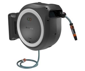 Gardena Conjunto Portamanguera de Pared con Batería PowerRoll XL Individual: Portamanguera automático, manguera de 35 m, guía y RollControll, batería, resistente a rayos UV y heladas (18642-55)