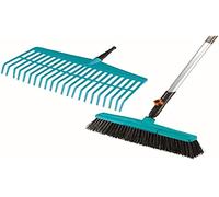 Gardena CS Completo de Oferta 3101/3621/3723 Mango FSC Pure - Rastrillo/Escoba/Mango de Madera, Color Azul