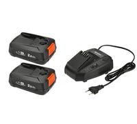 P4A 2 x PBA 18V/45 + AL 1830 CV Juego de cargador y baterías, Conjunto Juego de cargador y baterías, Ión de litio, 2,5 Ah, 18 V, Gardena, Negro, Naranja