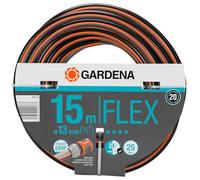 Gardena Manguera Comfort Flex de 13 mm, 1/2 pulgadas, Manguera de jardín flexible, Hecha de malla espiral de calidad, Presión 25 bar, Color Gris y Naranja, 15 m