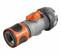 Conector de manguera con válvula de control Gardena 19mm Naranja/Gris - 2943-20