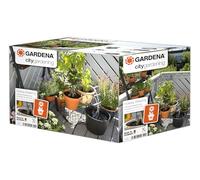 Gardena Riego en vacaciones, City gardening set de riego para un máximo de 36 plantas, Color Negro/Gris/Naranja