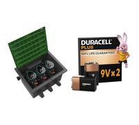 Gardena Set de cajas de válvulas Bluetooth de 9 V: caja de instalación en el suelo para el montaje subterráneo de válvulas de riego a batería, programable a través de la aplicación + Duracell 9V 2