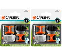 Gardena Set de conexión 19 mm (3/4 pulgadas): Para el inicio y el final de la manguera, conexión apta para todas las piezas originales del sistema Gardena, a prueba de rayos UV y de heladas (18275-20)