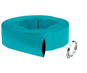 Gardena Set de mangueras planas de 38 mm (1 ½ pulgada): manguera flexible de agua, set de mangueras para bombas sumergibles, con abrazadera, resistencia a la presión de 5 bar, 10 m (5005-20)