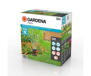 Gardena Sprinklersystem Set de inicio Pipeline con Aspersor Oscilante: Set completo para empezar con el sistema de tuberías, extracción de agua por la casa y el jardín, montaje subterráneo (08272-20)