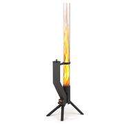 GARDENFLARE Brasero de Pellets Exterior - Columna de Fuego, Negro | Antorcha de pellets decorativa para terraza y jardín, acero inoxidable negro, llama hasta 1 m, tubo de vidrio, 1,3 m de alto