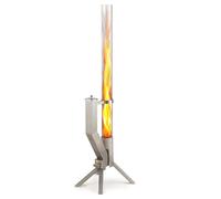 GARDENFLARE Brasero de Pellets Exterior - Columna de Fuego, Plata | Antorcha de pellets decorativa para terraza y jardín, acero inoxidable plata, llama hasta 1 m, tubo de vidrio, 1,3 m de alto