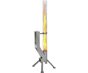 GARDENFLARE Conducto de chimenea de alta calidad - Gran antorcha de pellets de acero inoxidable con llama de hasta 1,5 m y cepillo de limpieza incluido, columna de fuego para jardín y terraza