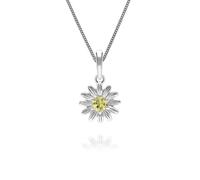 Gardenia Margarita Amarillo Zafiro Halo Flor Colgante Collar En 9ct Oro Blanco
