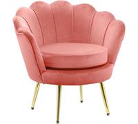 GARDENIA Sillón con Respaldo en Forma de Concha, Acolchado, con Patas cromadas, Ideal para salón, Dormitorio y Oficina. Sillón de Terciopelo Rosa, 77 x 79 x 77 cm de Altura, Atenas XL