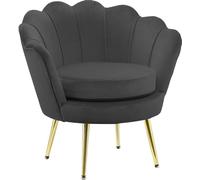 GARDENIA Sillón con Respaldo en Forma de Concha, Acolchado, con Patas cromadas, Ideal para salón, Dormitorio y Oficina. Sillón de Terciopelo, Negro, 77 x 79 x 77 cm (Altura). Atenas XL
