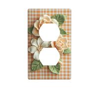Gardenia y Rose Sugar Flower Outlet Cover Light Switch Cover Decorativo 1 Gang Placa de pared para Cocina Cuarto Baño Tamaño 7x11.4cm
