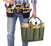 Gardening Bags, Tool Tote, 19x7x12 Inches Waterproof Organizer, 8 Side Pockets Storage, Pouch for Trowels Gloves Wrenches Scissors Planting Pruning Transplanting, Home Accessories for Women Men Teens