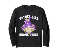 Gardening Dad Funny Father Quote Purple GNOME with Violets Manga Larga