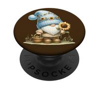 Gardening Gnome For Grandpa Life Floral Sunflower Retirement PopSockets PopGrip Adhesivo