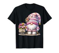 Gardening Gnome With Tulip Flowers For Gardener And Spring Camiseta
