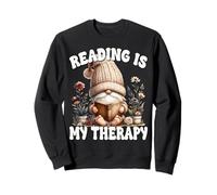 Gardening Grandpa GNOME Book Graphic Reading Is My Therapy Sudadera