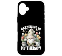 Gardening Is My Therapy Cute Summer Gnome With Tulip Flower Carcasa para iPhone 16 Plus