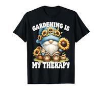 Gardening Is My Therapy Floral Sunflower Gnome For Summer Camiseta