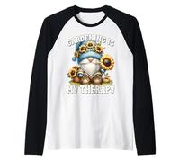 Gardening Is My Therapy Floral Sunflower Gnome For Summer Camiseta Manga Raglan