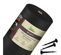 GARDENIX 100 m² de Fieltro para Malas Hierbas con 100 Anclajes de Tierra 1 m x 100 m - Permeable al Agua 80 g/m² - Negro Resistente a los Rayos UV lámina de vellón para jardinería