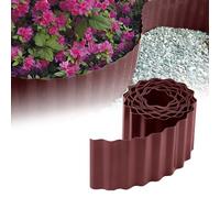 GARDENIX Borde de Cama Corrugado Borde de Flores Borde de césped Borde de Cama Plástico Longitud 9m, Altura 20cm, Marrón