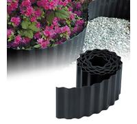 GARDENIX Borde de Cama Corrugado Borde de Flores Borde de césped Borde de Cama Plástico Longitud 9m, Altura 20cm, Antracita