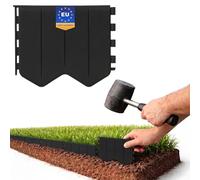 GARDENIX Borde de césped fácil de Instalar, Color Negro, plástico, 1,45 m, Borde de arriate sin cavar, Borde de bancal de plástico de Material Reciclado, Flexible y Duradero