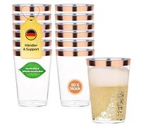 Gardenlovers 50 vasos de plástico reutilizables de 0,3 l, para fiestas, bodas, picnics, fiestas, camping, cumpleaños, color oro rosa