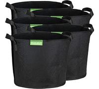 GardenMate Blackline - Paquete de 5 macetas de Lados Suaves de 11 litros/3 galones. Bolsas de Cultivo con Textura Suave Similar al Fieltro Que promueve la poda de raíces con Aire