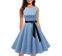 Gardenwed - Vestido vintage de cóctel para mujer, Audrey Hepburn, para fiestas swing, de estilo retro de los años 50 - azul - Medium