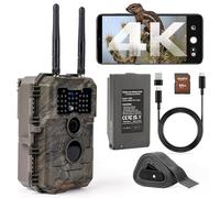 GardePro E6 2.0 Pro Camara Fototrampeo 4K WiFi, Batería de 7800 mAh y Tarjeta SD de 64 GB, Alcance Wi-Fi de 50 Metros, 64MP Cámara Caza, IP66 Cámara Fototrampeo con Envío al Móvil