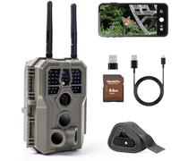 GardePro E8 2.0 Cámara de Caza, WiFi de Doble Antena con Tarjeta SD de 64GB, 64MP 4K H.264, Alcance de Visión Nocturna de 30m y 0,1s Tiempo de Activación, LED IR de 940nm No-Glow, IP66