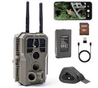 GardePro E8 2.0 Pro Cámara de Caza, WiFi de Doble Antena con Tarjeta SD de 64GB, Batería Recargable 7800mAh, 64MP 4K H.264, Alcance de Visión Nocturna de 30m y 0,1s Tiempo de Activación, IP66