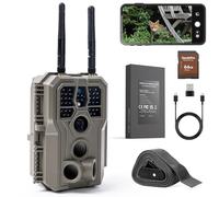 GardePro E8 2.0 Pro Cámara de Caza, WiFi de Doble Antena con Tarjeta SD de 64GB, Batería Recargable 7800mAh, 64MP 4K H.264, Alcance de Visión Nocturna de 30m y 0,1s Tiempo de Activación, IP66