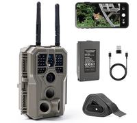 GardePro E8 2.0 Pro Wildkamera Doppelantenne WLAN, 64MP H.264 4K Video Wiederaufladbare 7800mAh Akku Mobilfunkübertragung, 30m Nachtsicht Bewegungsmelder 0,1s Trigge, IP66