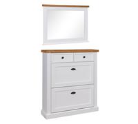 Garderoben-Set Galineo Armario de Salón 2-teilig Blanco MDF Roble Natural De