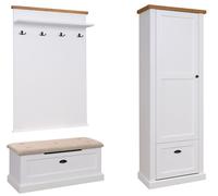 Garderoben-Set Galineo Armario de Salón 3-teilig Blanco MDF Roble Natural