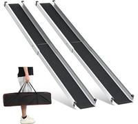 gardhom 2PCS Rampas Telescópicas para Silla de Ruedas de 74,5 a 122 cm, Rampa Portátil Ajustable para Silla de Ruedas de 272 kg, Rampas con Superficie Antideslizante Negra y Bolsa de Transporte