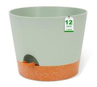 GARDIFE 12 Inch Plant Pots, planters, Self Watering Pots, Large Plastic Flower Pots with Deep Reservior and High Drainage Holes for Indoor Outdoor Plants and Flowers, Green