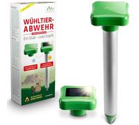 Gardigo® Ahuyentador de Topos Solar Ultrasónico con Cabezal Intercambiable I hasta 700m² de Alcance | Repelente para Topos para Las Cuatro Estaciones | Funciona con Panel Solar y Pilas