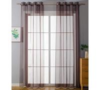 Gardinenbox 20332-cn2 - Juego de 2 Cortinas Transparentes con Ojales, 145 x 140 cm, Color marrón