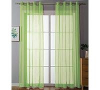 Gardinenbox 20332-cn2 - Juego de 2 Cortinas Transparentes con Ojales, 145 x 140 cm, Color Verde Manzana