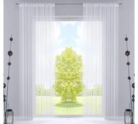 Gardinenbox 2er Set Fadengardinen con túnel y Cinta Fruncida Cosida, Adecuada para Barras rieles, Cortina de Hilos Divisor de Espacios, 20303CN2, 100% poliéster, Blanco, HxB 250x140 cm